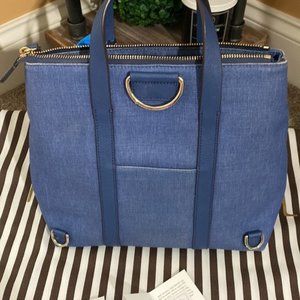 EUC Henri Bendel Jetsetter Small Backpack in Denim Canvas (incl HB scarf)